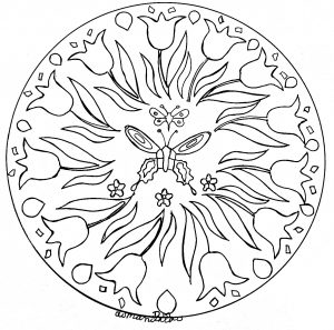 Mandala De Borboletas E Flores