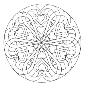 Mandala A Colorir Corações