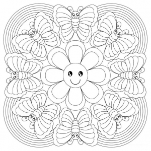 Mandala Coloração Gratuita Borboletas E Florzinhas