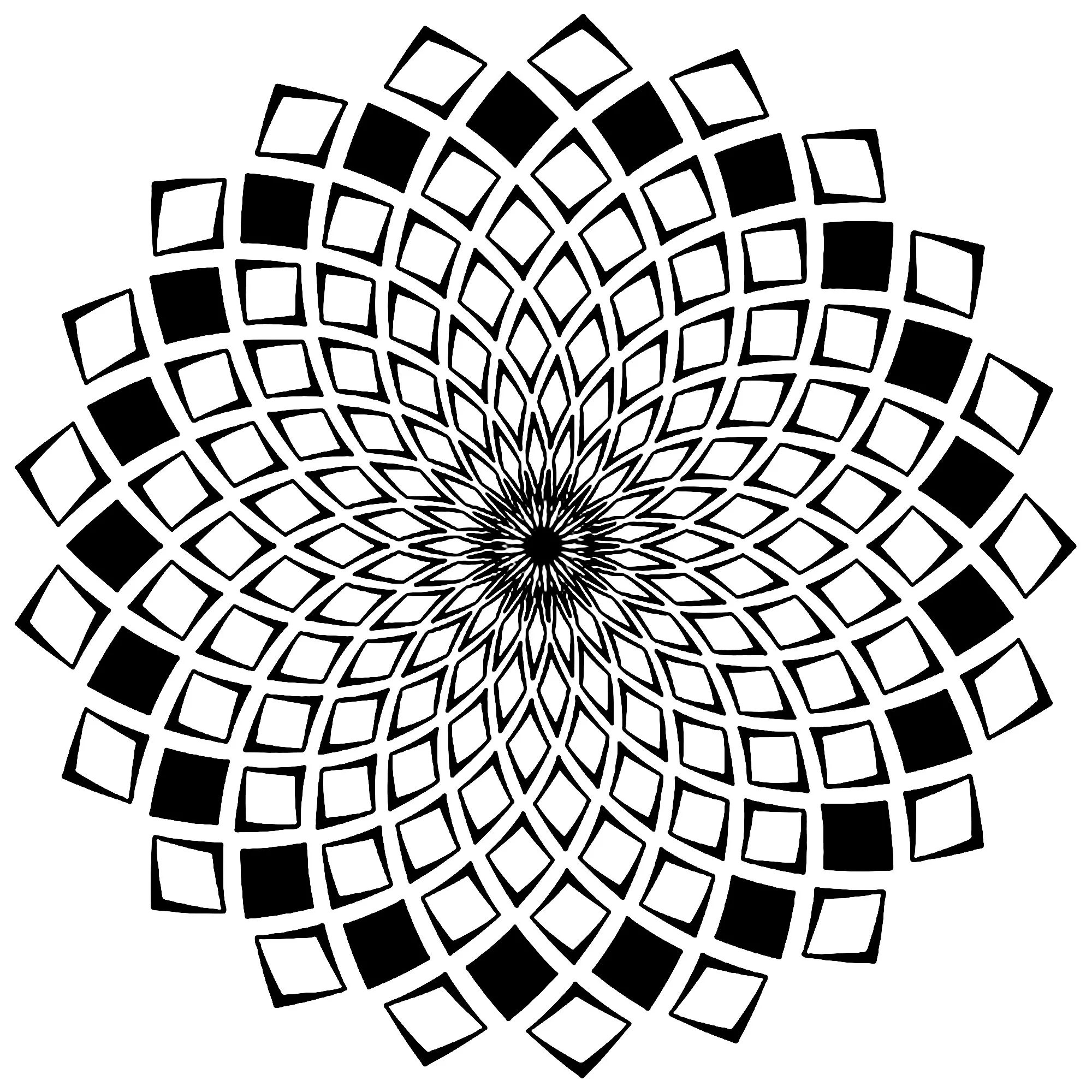 Mandala-carres-mosaiques (Mandalas temáticas : Padrões geométricos)