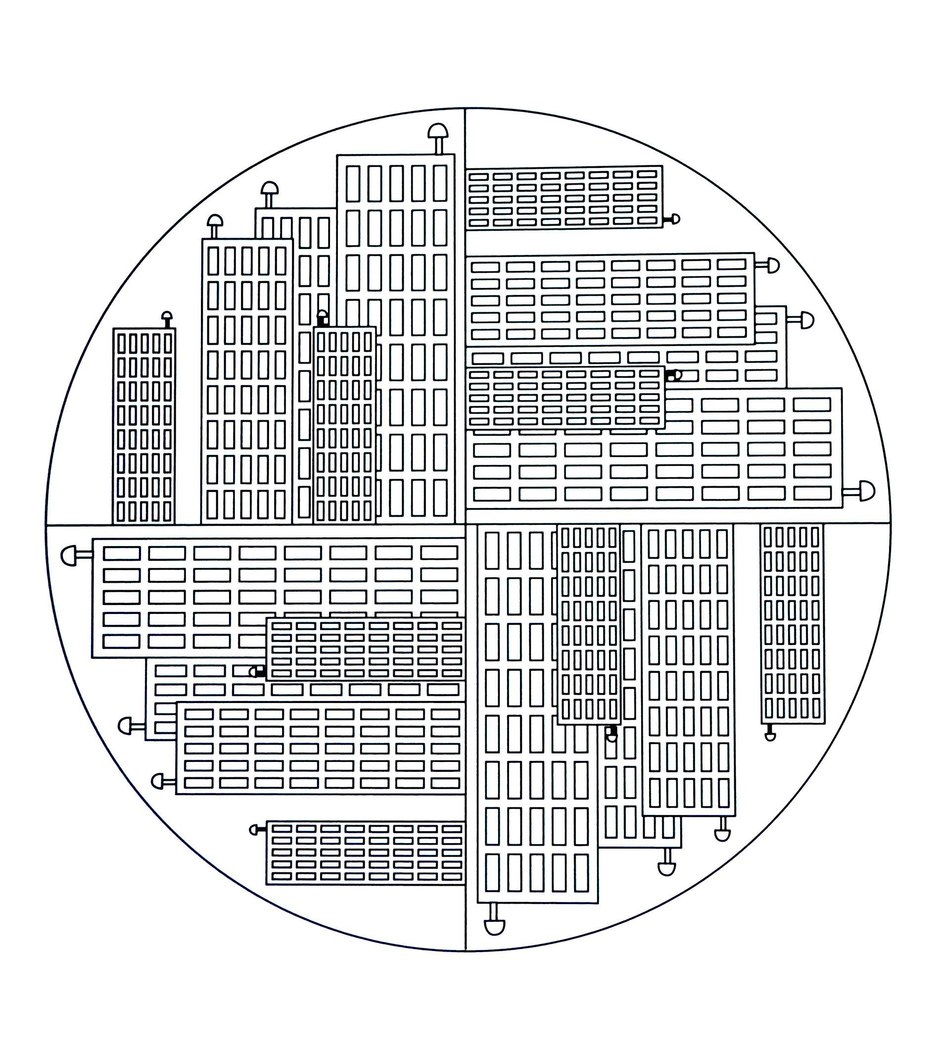 Mandala com padrões geométricos - 11 - Imagem com :Prédio