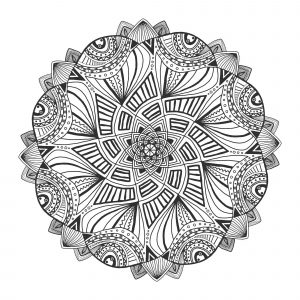 Se procura a harmonia, esta Mandala de alta qualidade ser-lhe-á certamente útil. Cabe-lhe a si encontrar o melhor método e a melhor técnica para a colorir (Mandalas temáticas : Padrões geométricos)