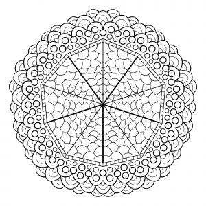 Se procura relaxar graças aos poderes das Mandalas, este é o ideal para si. Cabe-lhe a si encontrar as cores que melhor se adequam (Mandalas temáticas : Padrões geométricos)