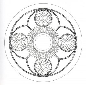 Relaxe com esta bela Mandala com formas muito regulares e simétricas, desenhada com grande talento (Mandalas temáticas : Padrões geométricos)