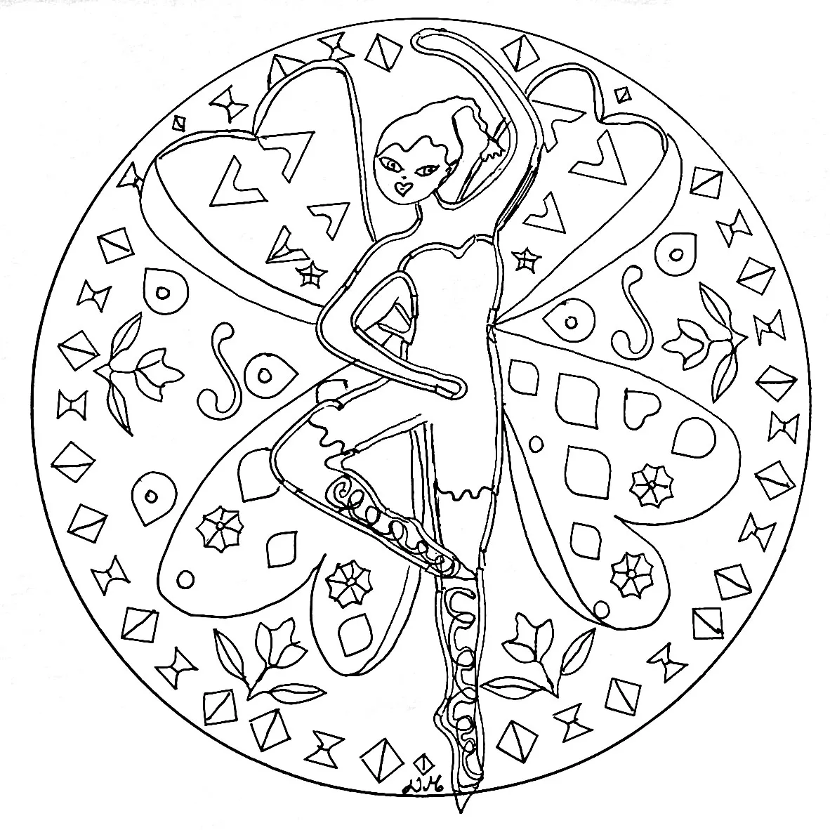 Mandala-pretinha-dançante (Mandalas temáticas : Personagens)