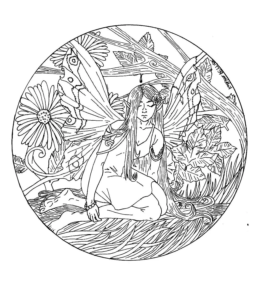 Mandala-a-colorir-personagens-elfos (Mandalas temáticas : Personagens)