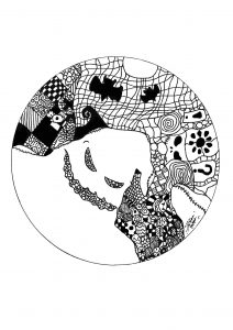 Mandala com um fantasma assustador. Encontra as cores que tornarão este desenho o mais assustador possível! (Mandalas temáticas : Personagens)
