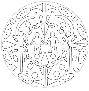 Homem e mulher numa mandala muito original (Mandalas temáticas : Personagens)