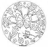 Mandala Com Folhas, Flores E Borboletas