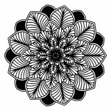Mandala de folhas a preto e branco