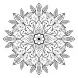 Bonita mandala com flores e folhas