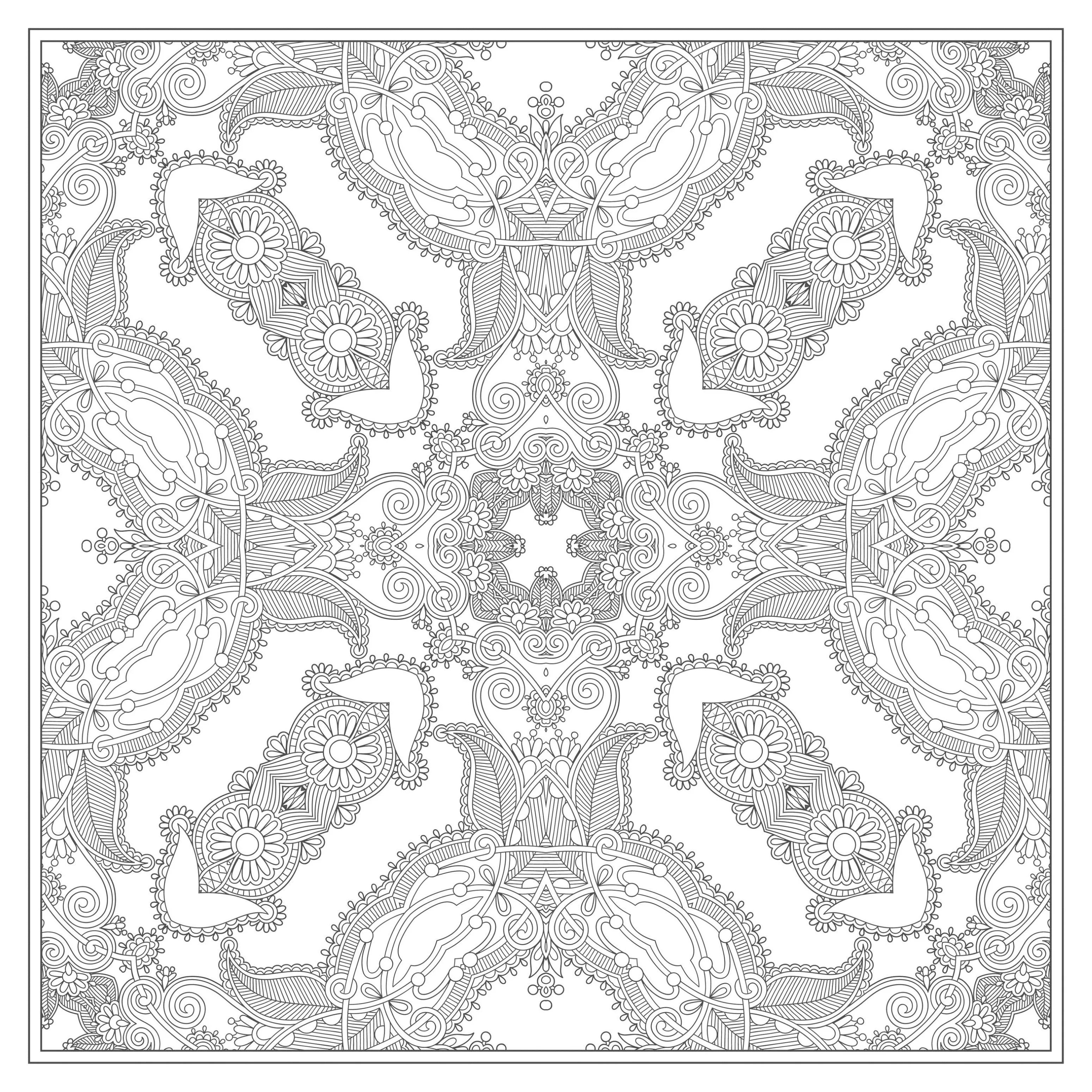 Magnífica mandala quadrada (Mandalas temáticas : Flores e vegetação)