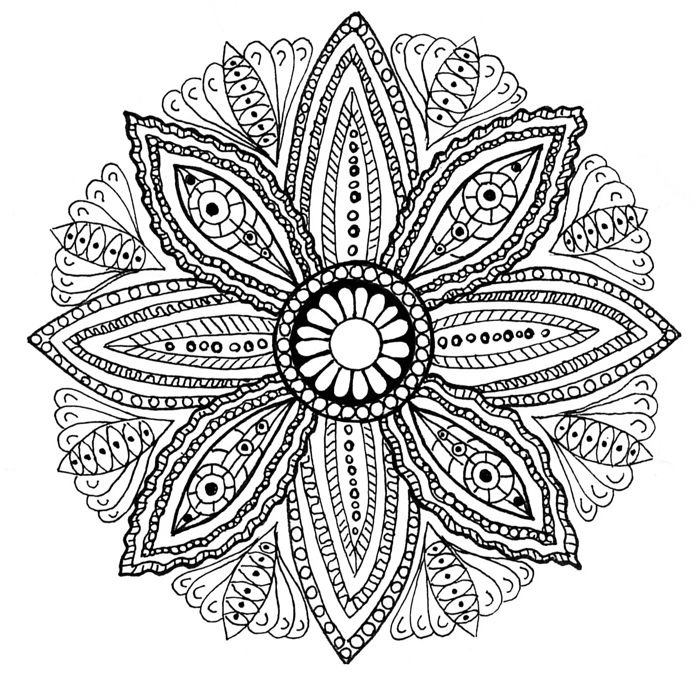 Mandala com pétalas regulares (Mandalas temáticas : Flores e vegetação)
