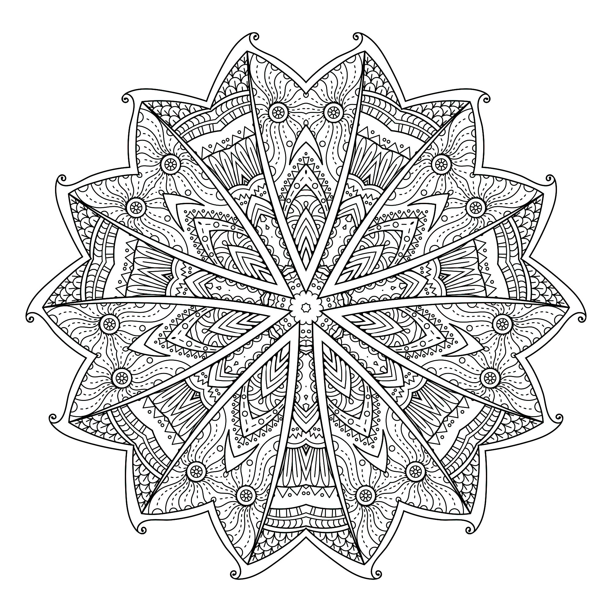 Os elementos vegetais combinam frequentemente com as Mandalas, como é o caso desta página para colorir muito original composta por 14 mostradores (2 grupos de 7), semelhantes a asas de borboleta. Os elementos vegetais combinam frequentemente com as Mandalas, como é o caso desta página para colorir muito original composta por 14 mostradores (2 grupos de 7), semelhantes a asas de borboleta.