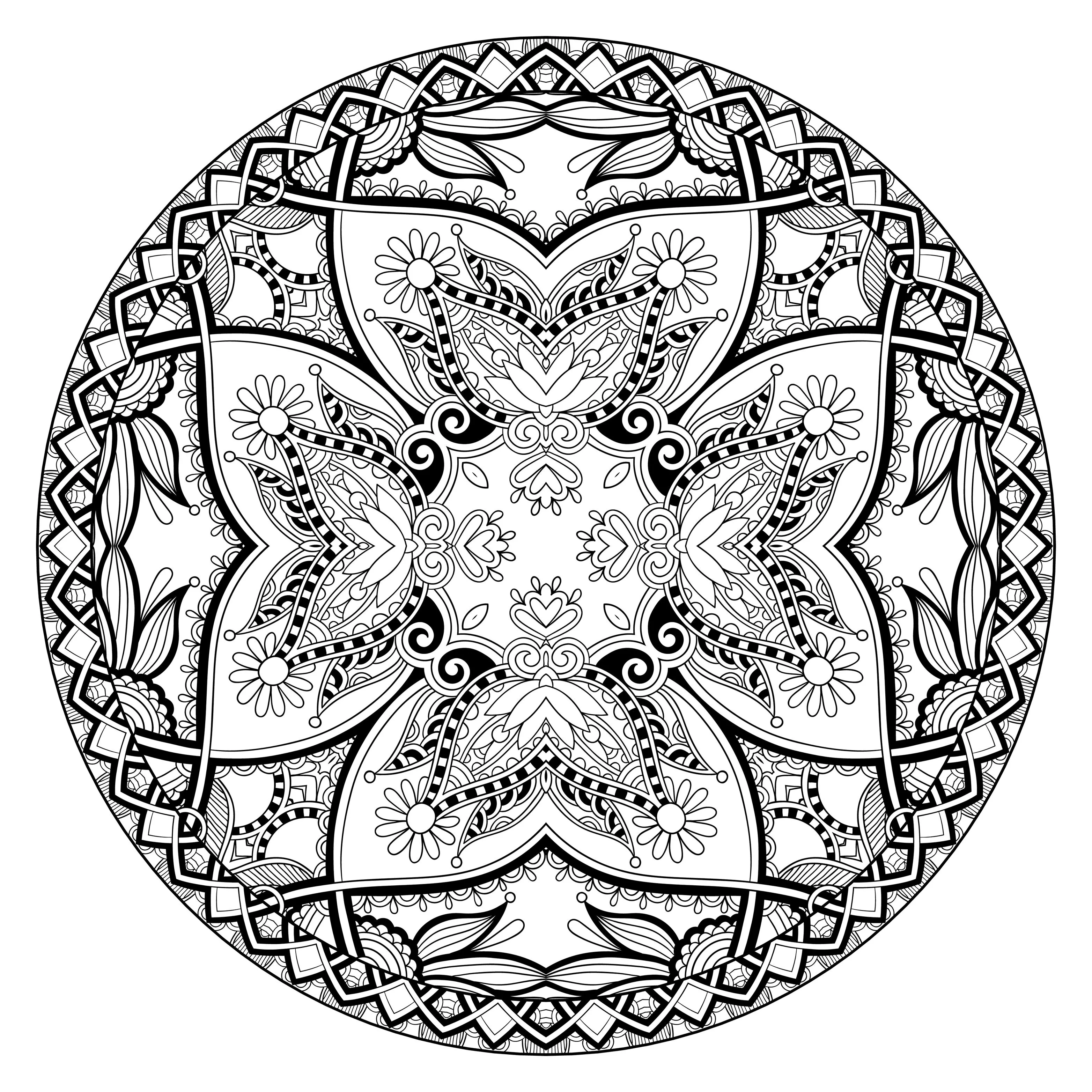 Uma mandala magnífica e regular (Mandalas temáticas : Flores e vegetação)