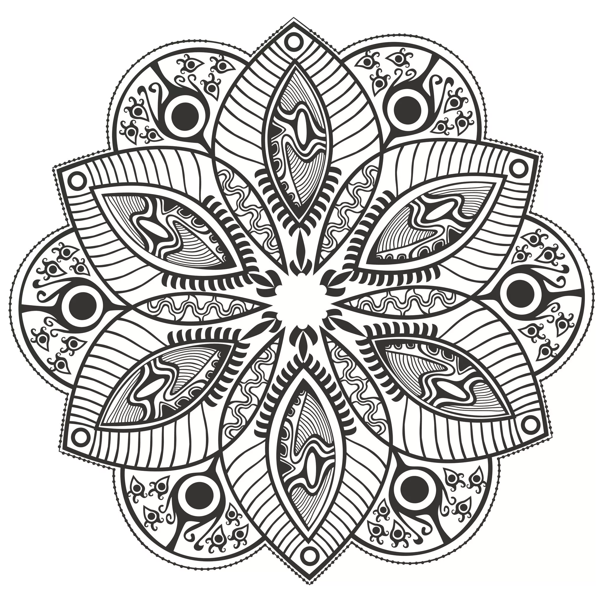 Mandala floral com um belo design (Mandalas temáticas : Flores e vegetação)