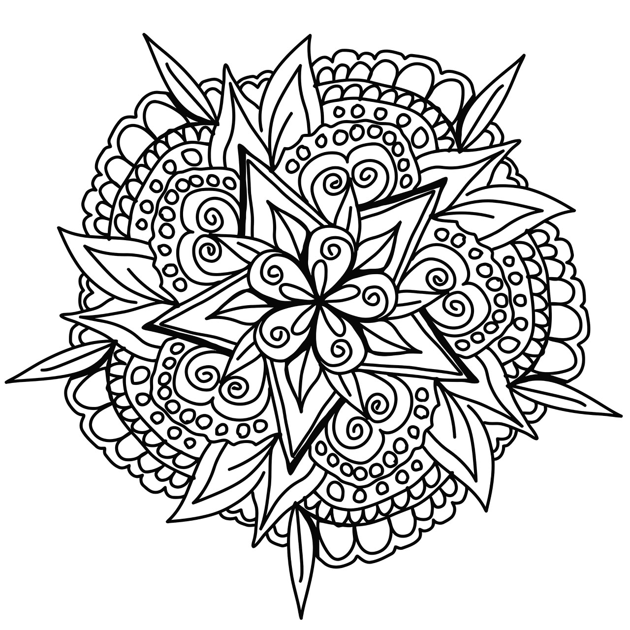Uma bonita e original Mandala desenhada à mão, inspirada na beleza da natureza. Colora-a com a sua própria personalidade, sem pensar noutra coisa senão em colorir. Uma bonita e original Mandala desenhada à mão, inspirada na beleza da natureza. Colora-a com a sua própria personalidade, sem pensar noutra coisa senão em colorir.