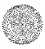 Mandala para colorir com flores e folhas (Mandalas temáticas : Flores e vegetação)