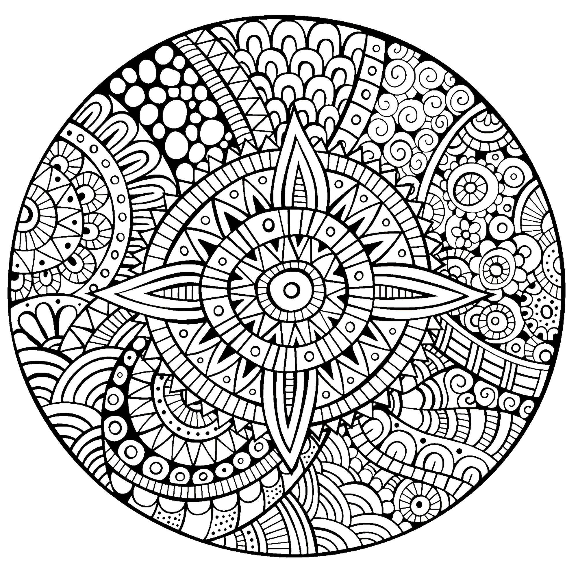 Uma Mandala garantidamente 100% Zen, para um momento de puro relaxamento. Sentirá rapidamente os benefícios de colorir graças a este desenho totalmente único e calmante.