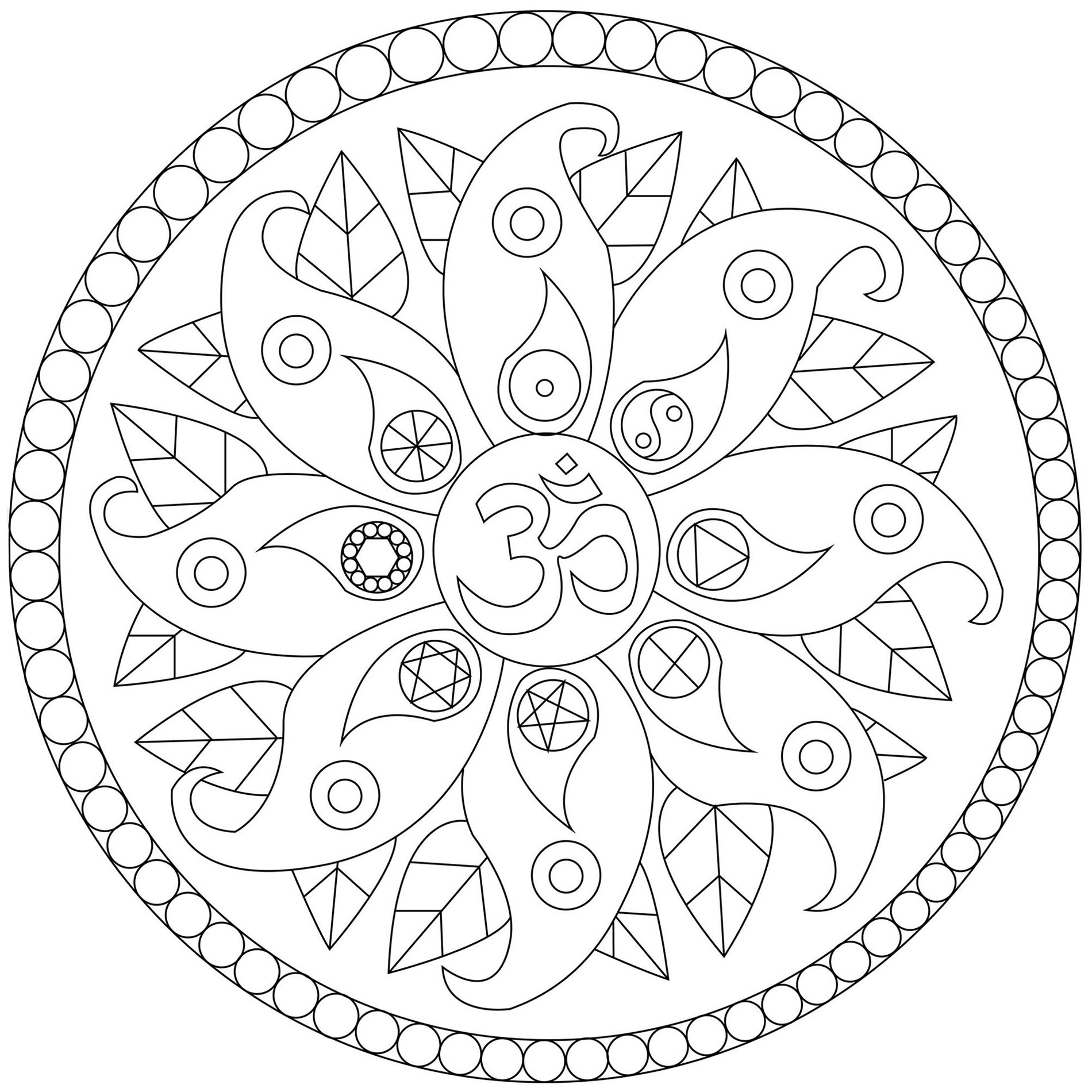 Motivos vegetais e símbolos diversos: Yin & Yang, Om .., Artista : Caillou