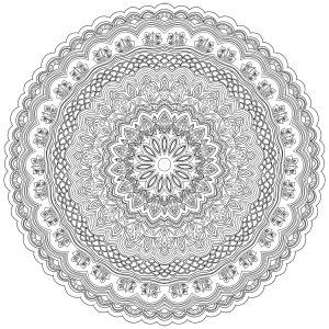 Mandala anti-stress altamente detalhada com linhas finas e elegantes